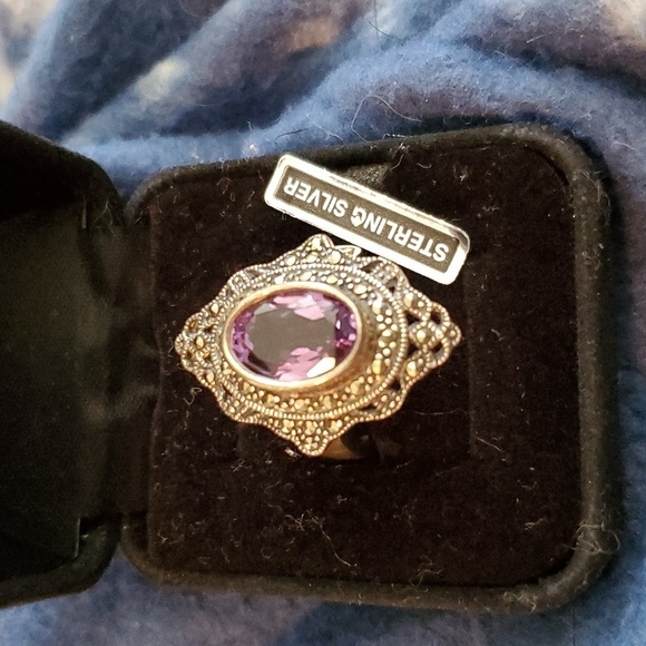 Not Sure Jewelry - Huge Amethyst And Sterling Silver Ring